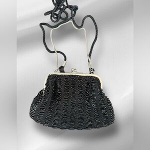 Vintage Valerie Stevens Elegant Black Beaded Women's Handbag/Wristlet